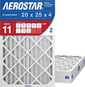 20x25x4 MERV 11 Air Filter, 2 Pack Set of HVAC Furnace Filters, Electrostatic MPR 1000-1200 & FPR 7 (Actual Size: 19 1/2 x 24