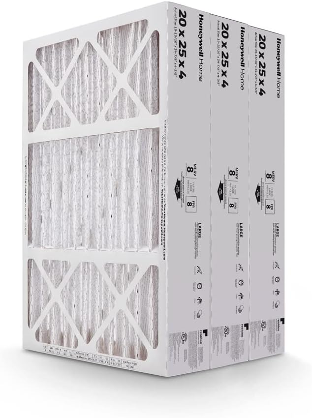 20x25x4 MERV 8, AC Furnace Air Filter, 3 PACK (CF100A1025-3PKAM) (Actual Dimensions: 19.94 x 24.87 x 4.38 in.), alternate