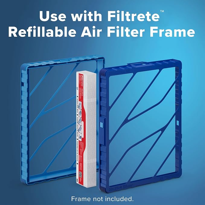 20x25x4 Refillable Air Filter replacement, MPR 1000, MERV 11, Allergen Defense, 2 Pack, use with reusable air filter frame of