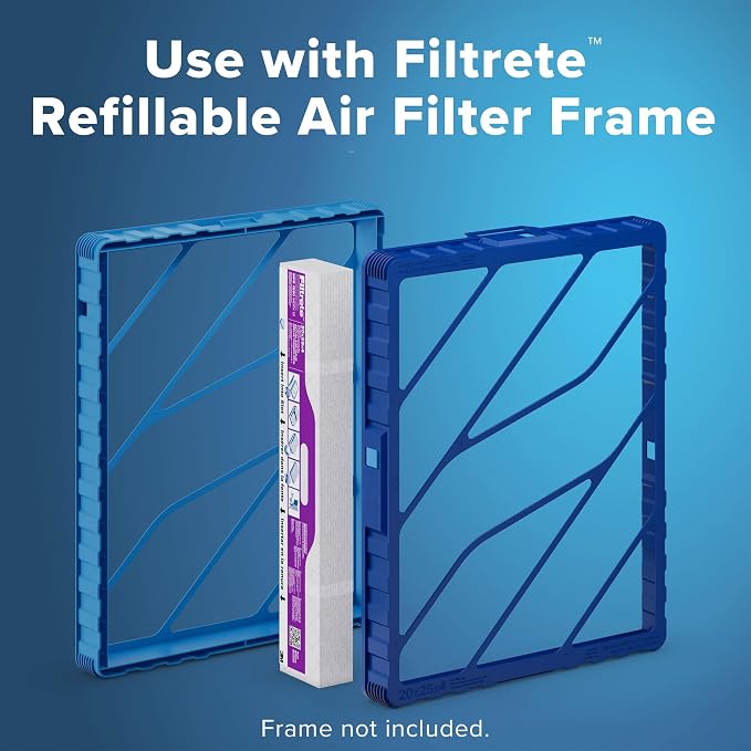 20x25x4 Refillable Air Filter replacement, MPR 1550, MERV 12, Allergen Bacteria & Virus, 2 Pack, use with reusable air filter