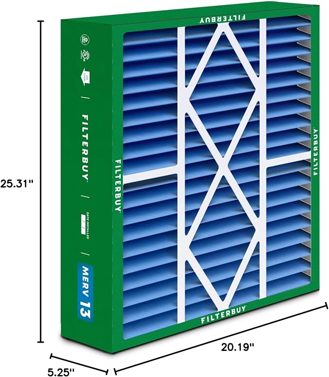 20x25x5 Air Filter MERV 13 Optimal Smoke & Allergy Defense (3-Pack), Pleated HVAC AC Furnace Filters for, Coleman