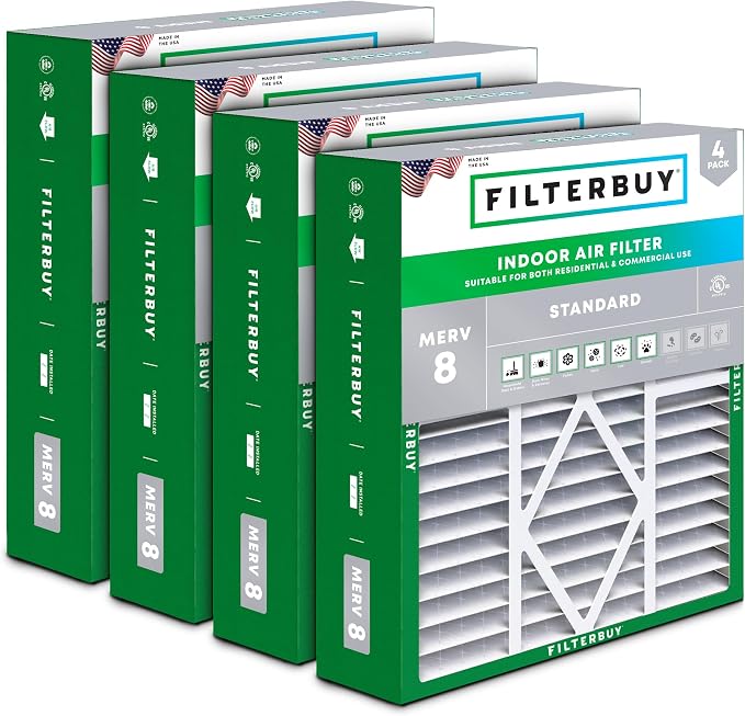 20x25x5 Air Filter MERV 8 Essential Dust & Allergy Defense (4-Pack), Pleated HVAC AC Furnace Filters for, Coleman