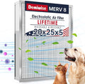 20x25x5 Washable Electrostatic Air Filter, MERV 8 Aluminum AC/HVAC Furnace Filter, Reusable Permanent Air Filter, Lasts a