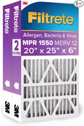 20x25x6 AC Furnace Air Filter, MPR 1550, MERV 12, Fits, CERTIFIED Asthma & Allergy Friendly, product image