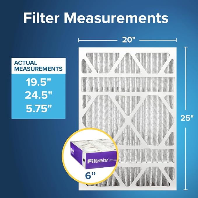 20x25x6 AC Furnace Air Filter, MPR 1550, MERV 12, Fits, CERTIFIED Asthma & Allergy Friendly, alternate product view