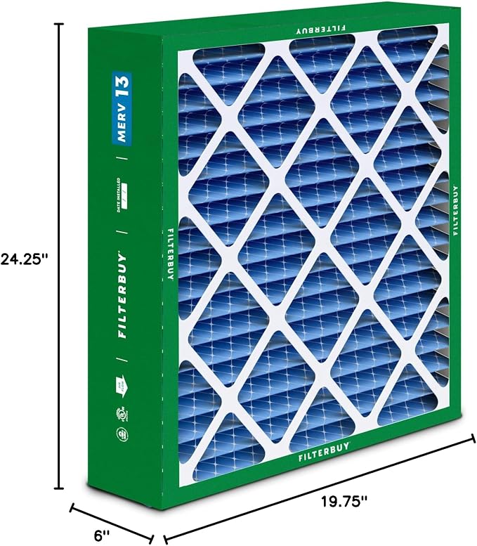 20x25x6 Air Filter MERV 13 Optimal Smoke & Allergy Defense (1-Pack), Pleated HVAC AC Furnace Filters for, alternate view 10