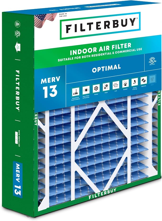 20x26x5 Air Filter MERV 13 Optimal Smoke & Allergy Defense (1-Pack), Pleated HVAC AC Furnace Filters for