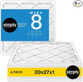 20x27x1 Air Filter, Merv 8, 6 Pack, For Home AC Furnace & HVAC (Actual Size: 19.75"x26.75"x0.75") DUST, Pet, & Allergy