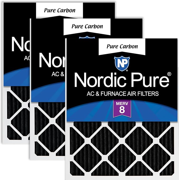 20x30x1 (19 5/8 x 29 5/8 x 3/4) Pure Carbon Pleated Odor Reduction Furnace Air Filters 3 Pack, product image