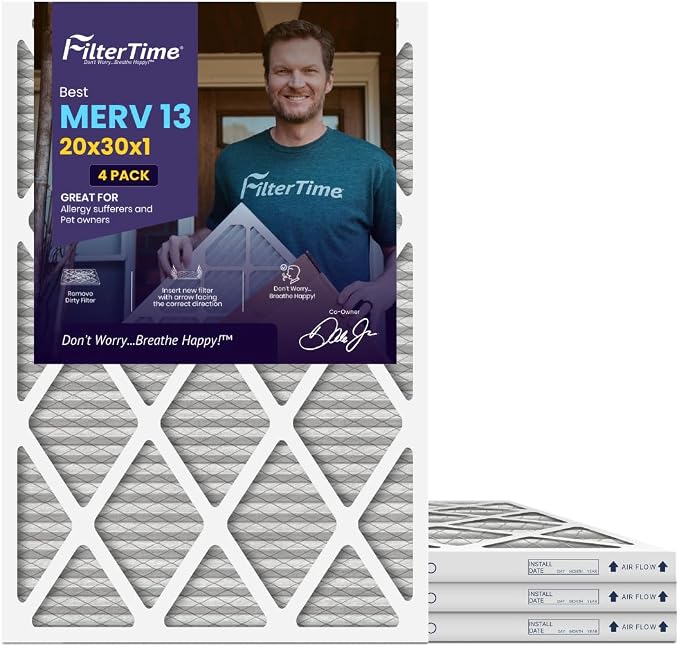 20x30x1, AC Furnace Air Filter, MERV 13, 4-Pack (exact dimensions 19.5 x 29.5 x 0.75), AC Filter, Furnace