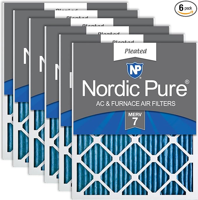 20x30x1 (Actual Size: 19 5/8 x 29 5/8 x 3/4) Pleated MERV 7 Air Filters 6 Pack