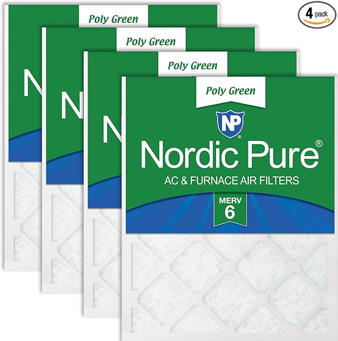 20x30x1 (Actual Size: 19 5/8 x 29 5/8 x 3/4) Poly Green MERV 6 AC Furnace Air Filters – Reduces Dust, Pollen