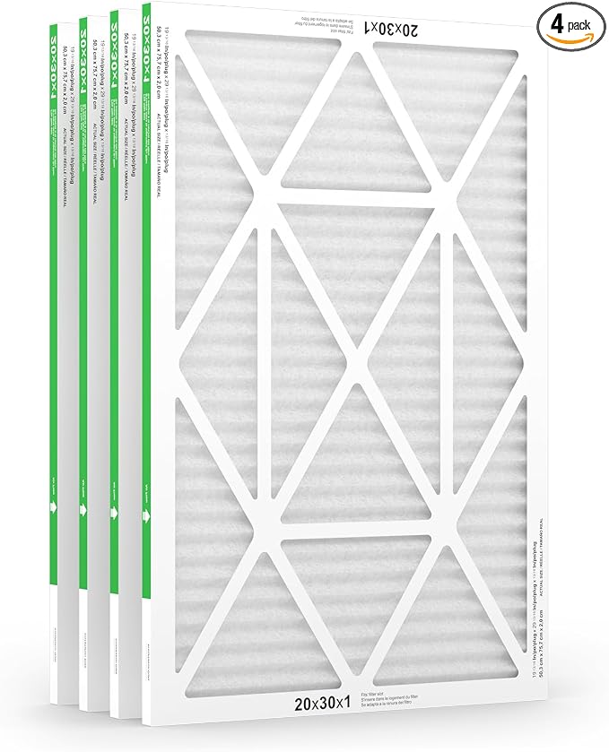 20x30x1 Air Filter 4 Pack, MERV 8 Pleated Dust Defense Air Filters Replacement Air Conditioner HVAC AC Furnace Filter