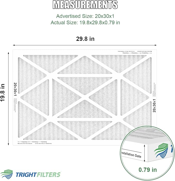 20x30x1 Air Filter 4 Pack, MERV 8 Pleated Dust Defense Air Filters Replacement Air Conditioner HVAC AC Furnace Filter