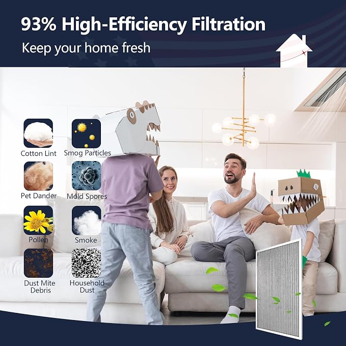 20x30x1 Electrostatic Air Filter, MERV 8 Reusable & Washable Aluminum AC/HVAC Furnace Filter Replacement, Permanent Air