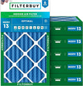 20x30x4 Air Filter MERV 13 Optimal Smoke & Allergy Defense (6-Pack), Electrostatic Pleated HVAC AC Furnace