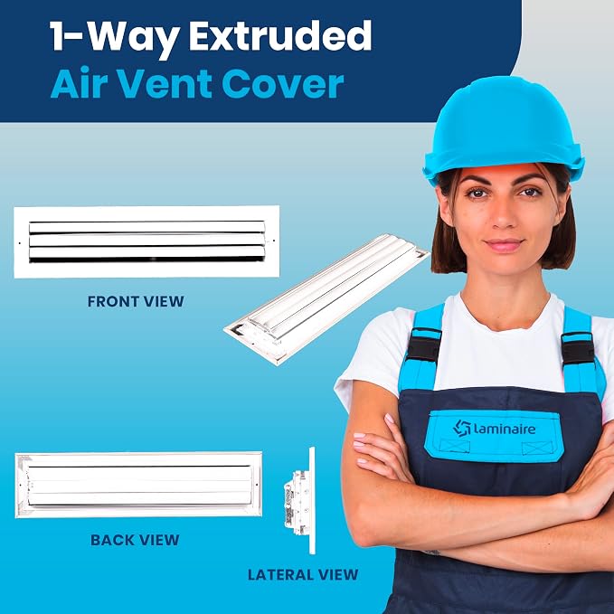 20x4 Inch (Duct Opening) Aluminum 1-Way Air Flow Vent – HVAC Vent Cover for Wall or Ceiling – Quiet HVAC Wall Register with