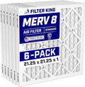 21.25x21.25x1 Air Filter (MERV 8) (6-Pack) Dust & Allergy Control AC Furnace Filters, MADE IN USA, HVAC