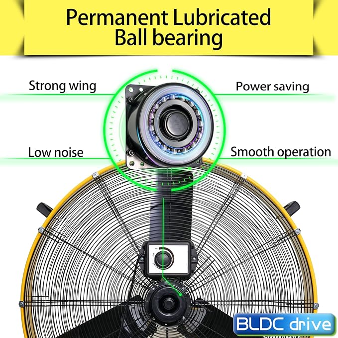 21000 CFM 36" Heavy Duty High Velocity Barrel Floor Drum Fan with DC Brushless Motor Stepless Speed Adjustment for Workshop