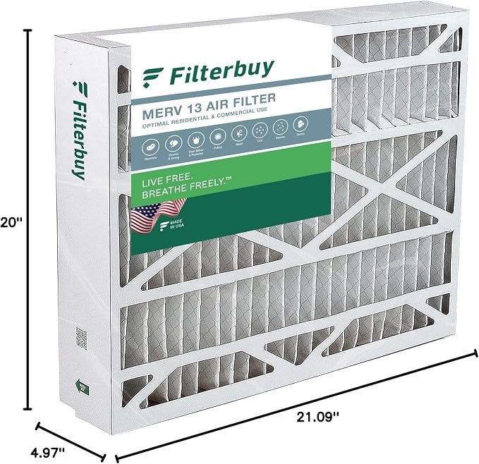 21x21.5x5 Air Filter MERV 13 Optimal Smoke & Allergy Defense (1-Pack), Pleated HVAC AC Furnace Filters for Trane, alternate