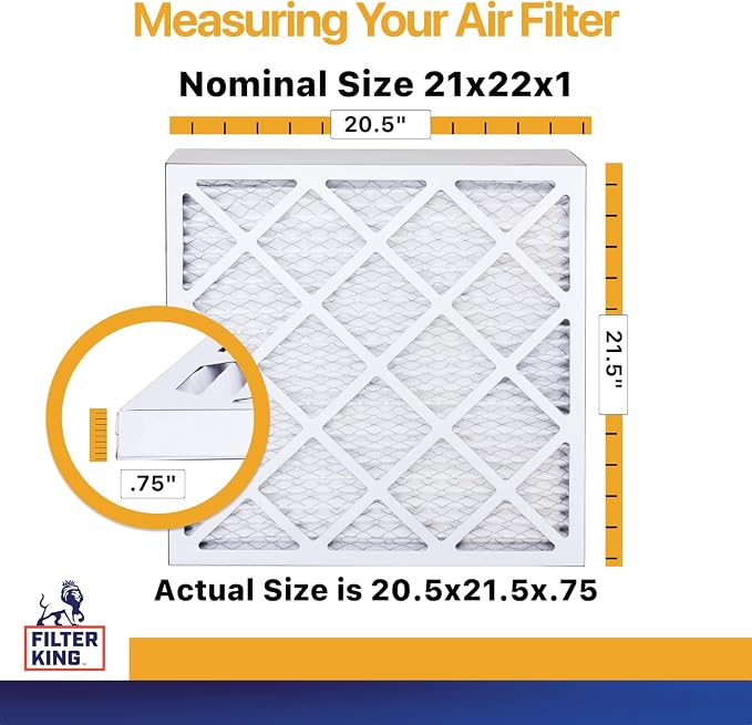 21x22x1 Air Filter (MERV 13) (6-Pack) Dust & Allergy Control AC Furnace Filters, MADE IN USA, HVAC, Pleated, Electrostatic