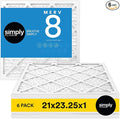 21x23.25x1 Air Filter, Merv 8, 6 Pack, For Home AC Furnace & HVAC (Actual Size: 21x23.25"x0.75") DUST, Pet, & Allergy