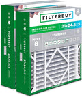 21x24.5x5 Air Filter MERV 8 Essential Dust & Allergy Defense (2-Pack), Electrostatic Pleated HVAC AC Furnace Filters for