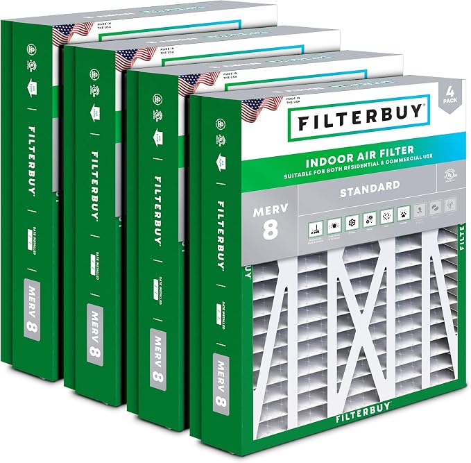 21x27x5 Air Filter MERV 8 Essential Dust & Allergy Defense (4-Pack), Pleated HVAC AC Furnace Filters for Trane Perfect Fit &