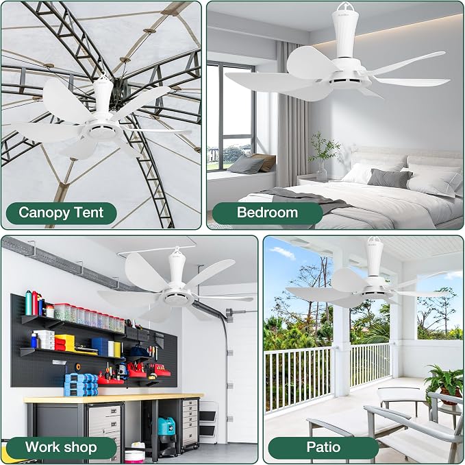 22.5" Plug in Ceiling Fan for Outdoor Gazebo Patio Canopy Tent, 13.2 Ft Long Cord with on/off Button, alternate product view