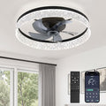 22 Inch Ceiling Fans with Lights and Remote, Fandelier Low Profile Ceiling Fan, 3000K-6000K Dimmable Flush Mount LED Fan