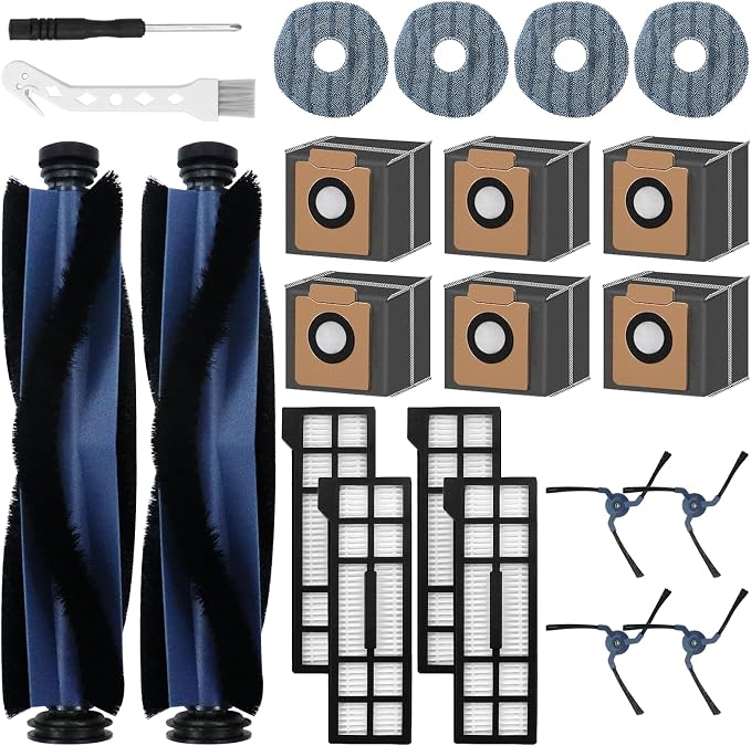 22 Pack Accessories for X10 Pro Omni Robot Vacuum Cleaner Replacement Parts, 2 Mainbrush 4 Sidebrush 6 Dust Bag 4 Filter
