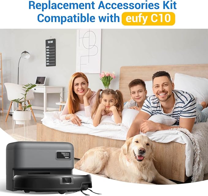 22 Pack Replacement Parts Compatible with for C10 Robot Vacuums Accessories kit, 2 Roller Brush, 6 HEPA Filters, 6 Side