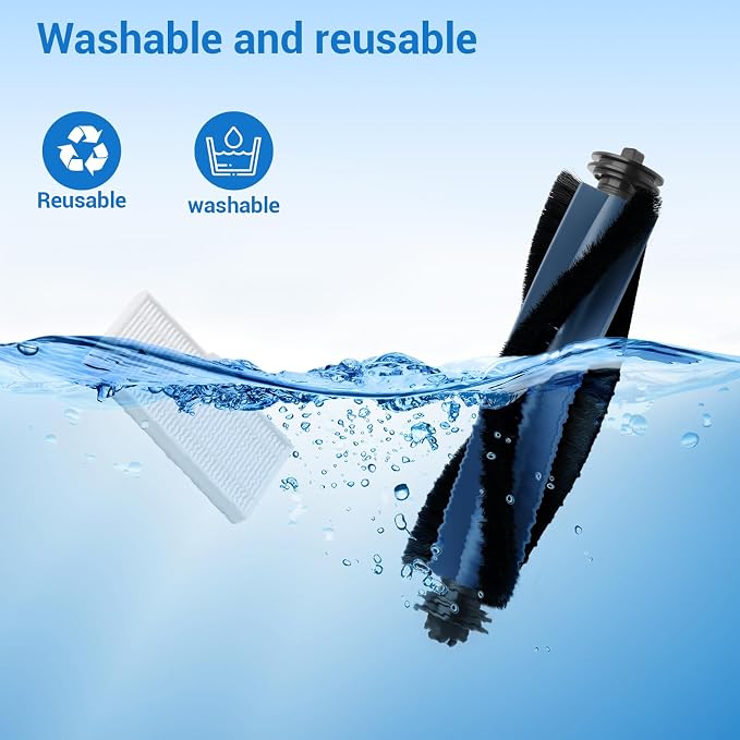 22 Pack Replacement Parts Compatible with for C10 Robot Vacuums Accessories kit, 2 Roller Brush, 6 HEPA Filters, 6 Side