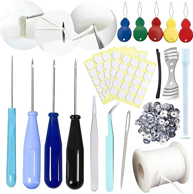 22 PCS Candle Wick Punching Tool Large-Eye Candle Needle Wick Sitting Tool with Hook & Eye Candle Making Kits to Insert Wick
