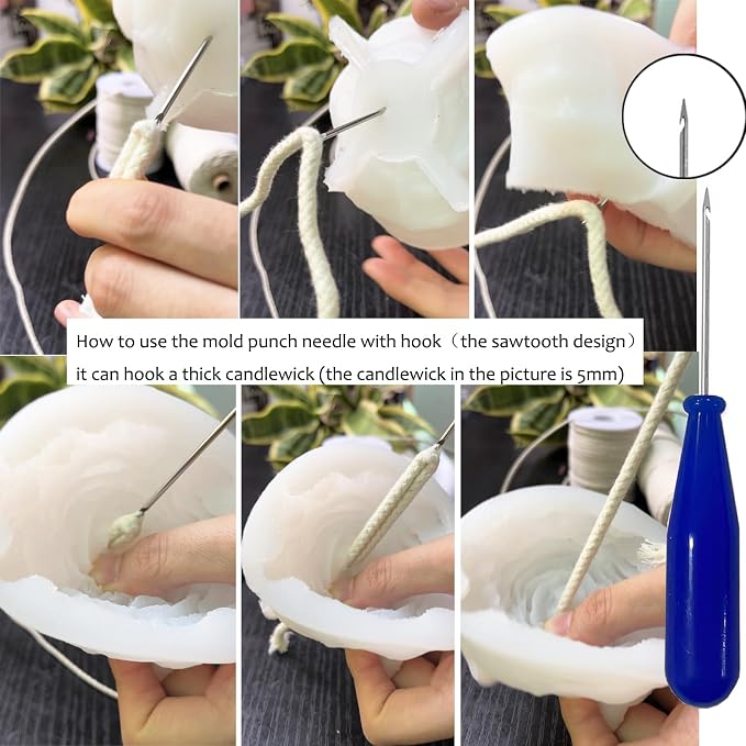 22 PCS Candle Wick Punching Tool Large-Eye Candle Needle Wick Sitting Tool with Hook & Eye Candle Making Kits to Insert Wick