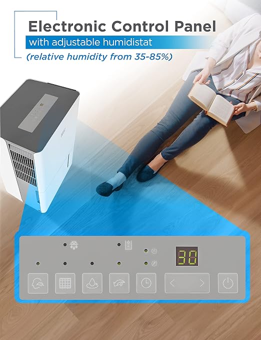 22-Pint Portable Dehumidifier, Dehumidifier for Home up to 1500 Sq. Ft., alternate product view 3