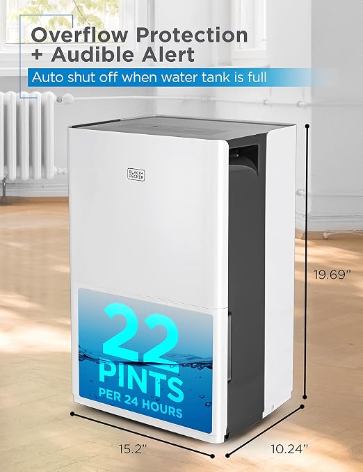 22-Pint Portable Dehumidifier, Dehumidifier for Home up to 1500 Sq. Ft., alternate product view 4