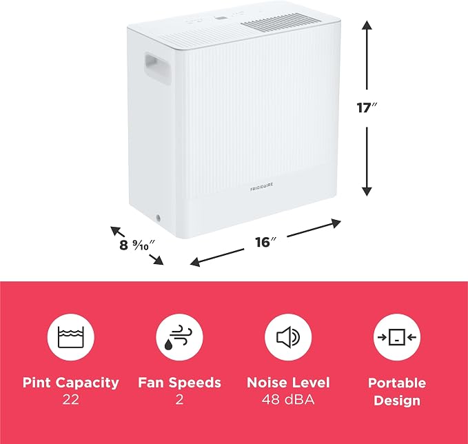 22-Pint Portable Dehumidifier with Energy Star Certification for Small/Medium Rooms, Bedrooms & Bathrooms, alternate product