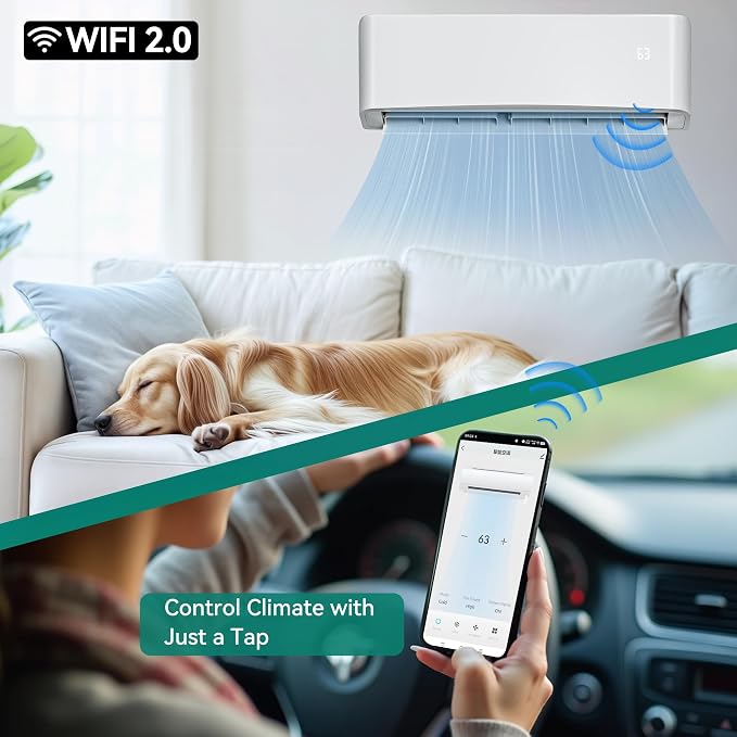 22 SEER2 12000 BTU Mini Split Air Conditioner Heat Pump System, WiFi Enabled 115V Inverter Ductless AC Cool Up, alternate
