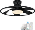 22” Smart Low Profile Ceiling Fans with Lights Remote,Quiet DC Motor,Bladeless Flush Mount Ceiling Fan Controlled by WiFi