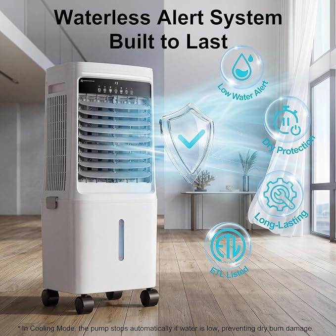 2200CFM Swamp Cooler Air Conditioner, Evaporative Air Cooler with 7 Gal Water Tank,4 Ice Packs,Windowless Portable Air Cooler