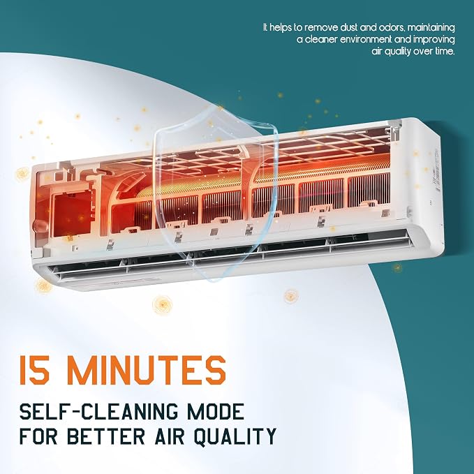 220V Mini Split Air Conditioner with Heat Pump,Wifi Enabled 36000BTU Ductless Split Ac with Self-Cleaning, SEER2 18, Ductless
