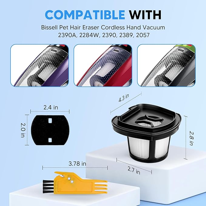 2284W 2390A Vacuum Filter Replacement for Pet Hair Eraser Filter Hand Vacuum 2390 2389 2579, Compared to Part #