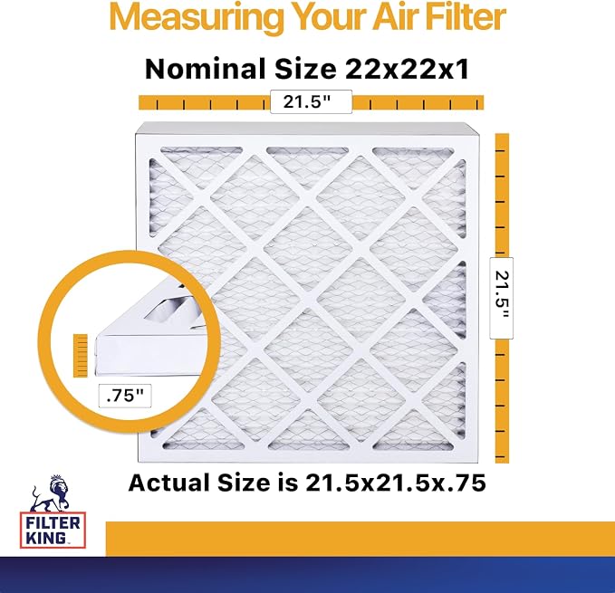 22x22x1 Air Filter (MERV 13) (6-Pack) Dust & Allergy Control AC Furnace Filters, MADE IN USA, HVAC, Pleated, alternate view 2