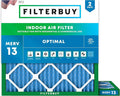 22x22x1 Air Filter MERV 13 Optimal Smoke & Allergy Defense (2-Pack), Electrostatic Pleated HVAC AC Furnace Filters