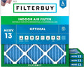 22x22x1 Air Filter MERV 13 Optimal Smoke & Allergy Defense (4-Pack), Electrostatic Pleated HVAC AC Furnace