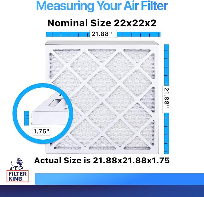 22x22x2 Air Filter (MERV 8) (4-Pack) Dust & Allergy Control AC Furnace Filters, MADE IN USA, HVAC, Pleated, alternate view 2