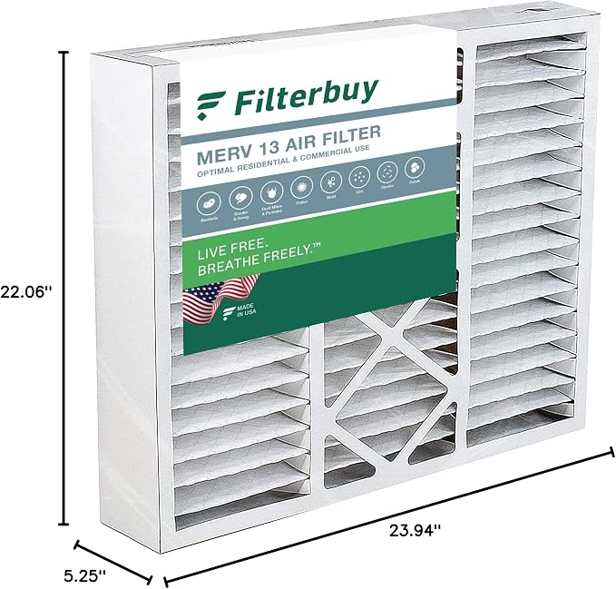 22x24x5 Air Filter MERV 13 Optimal Smoke & Allergy Defense (1-Pack), Electrostatic Pleated HVAC AC Furnace, alternate view 10