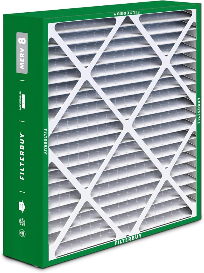 22x24x5 Air Filter MERV 8 Essential Dust & Allergy Defense (4-Pack), Electrostatic Pleated HVAC AC Furnace Filters for