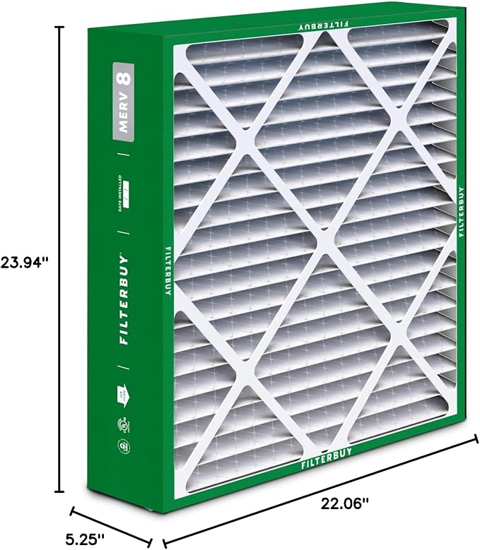 22x24x5 Air Filter MERV 8 Essential Dust & Allergy Defense (4-Pack), Electrostatic Pleated HVAC AC Furnace Filters for